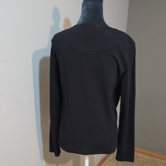 NIC+ZOE Black Long Sleeve Knit Top with Zipper Accent Sz Small - Picture 6 of 8